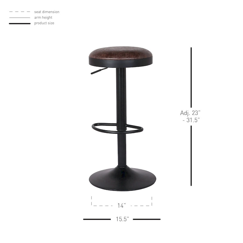 Juego de 2 taburetes de bar giratorios sin respaldo con elevación neumática