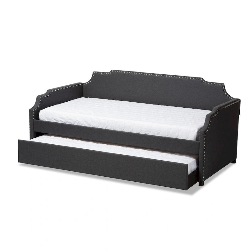 Cama nido contemporánea de tamaño individual con cama nido extraíble para invitados