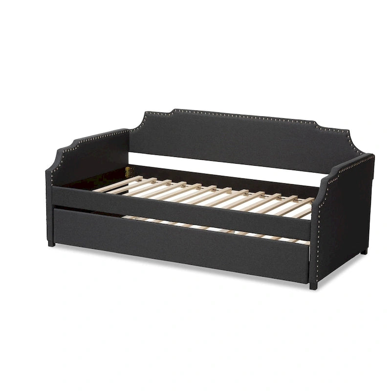 Cama nido contemporánea de tamaño individual con cama nido extraíble para invitados