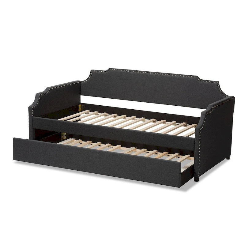 Cama nido contemporánea de tamaño individual con cama nido extraíble para invitados