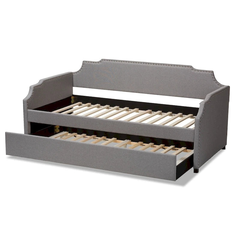 Cama nido contemporánea de tamaño individual con cama nido extraíble para invitados