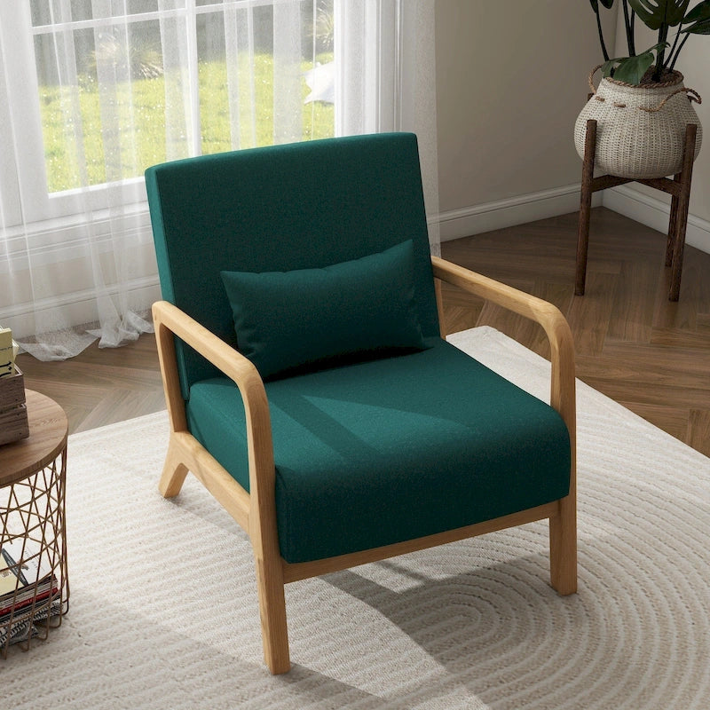 Moderaner Akzentsessel im Mid-Century-Stil für das Wohnzimmer mit Leinenbezug