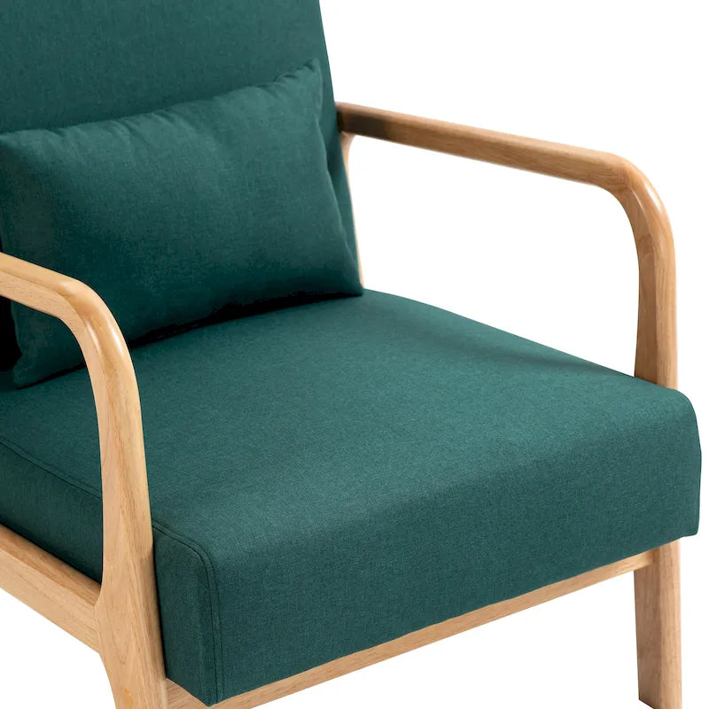 Moderaner Akzentsessel im Mid-Century-Stil für das Wohnzimmer mit Leinenbezug