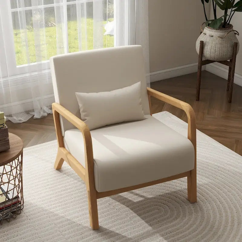 Moderaner Akzentsessel im Mid-Century-Stil für das Wohnzimmer mit Leinenbezug