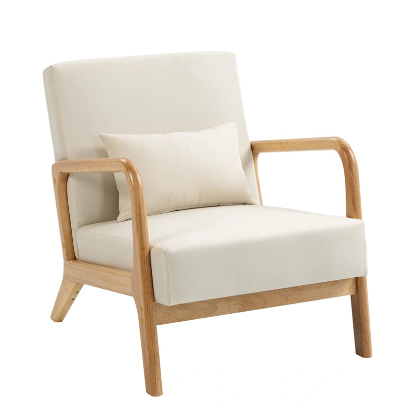 Moderaner Akzentsessel im Mid-Century-Stil für das Wohnzimmer mit Leinenbezug