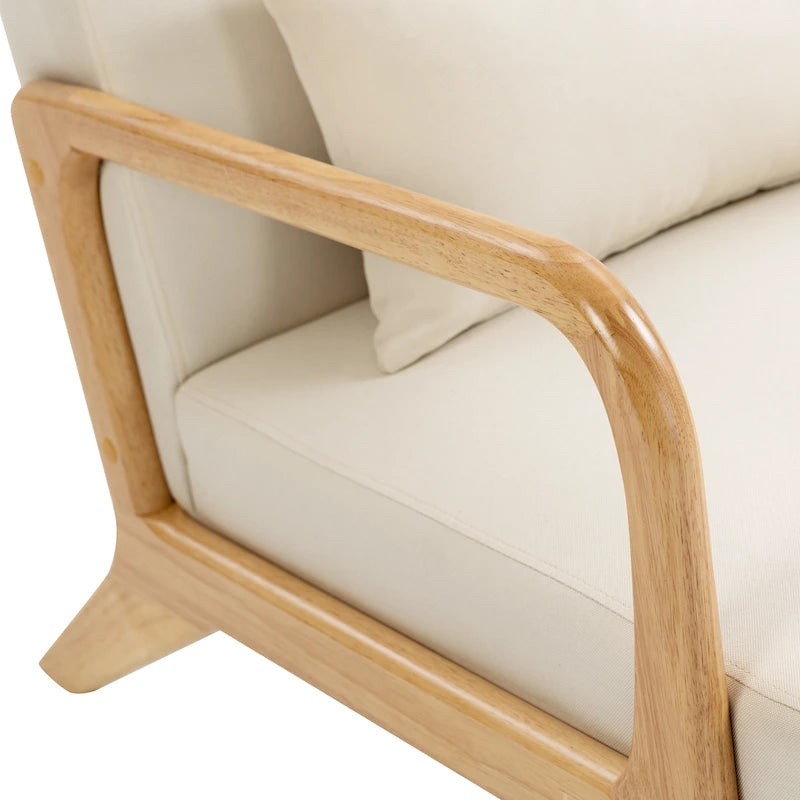 Moderaner Akzentsessel im Mid-Century-Stil für das Wohnzimmer mit Leinenbezug