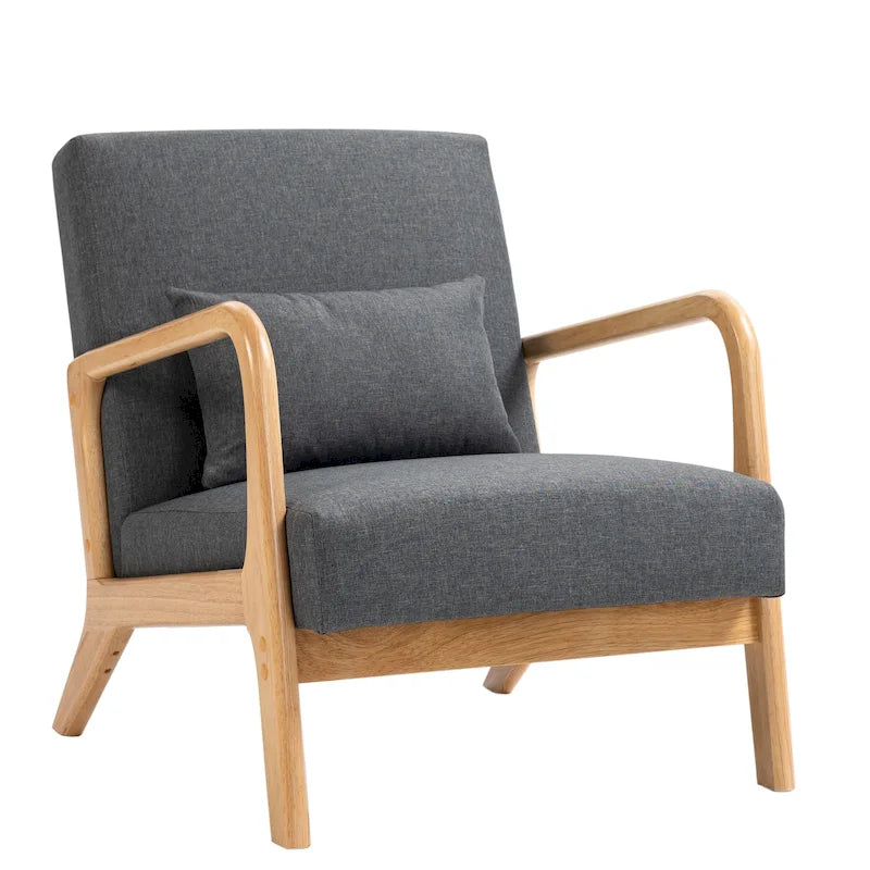 Moderaner Akzentsessel im Mid-Century-Stil für das Wohnzimmer mit Leinenbezug