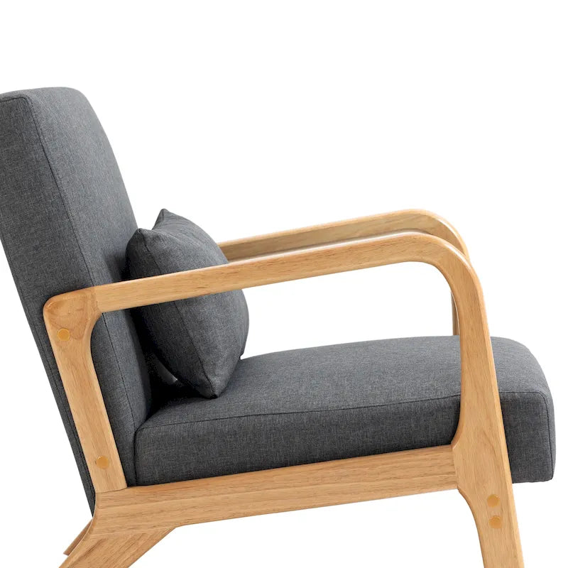 Moderaner Akzentsessel im Mid-Century-Stil für das Wohnzimmer mit Leinenbezug