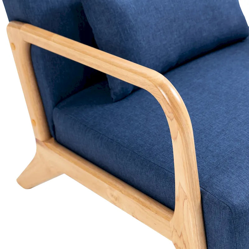 Moderaner Akzentsessel im Mid-Century-Stil für das Wohnzimmer mit Leinenbezug