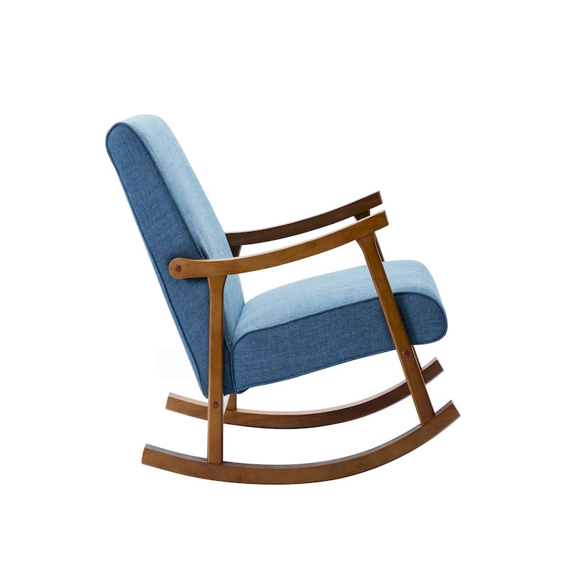 Modern Fabric Rocking Accent Chair with Sturdy Rubberwood Legs and Armrests