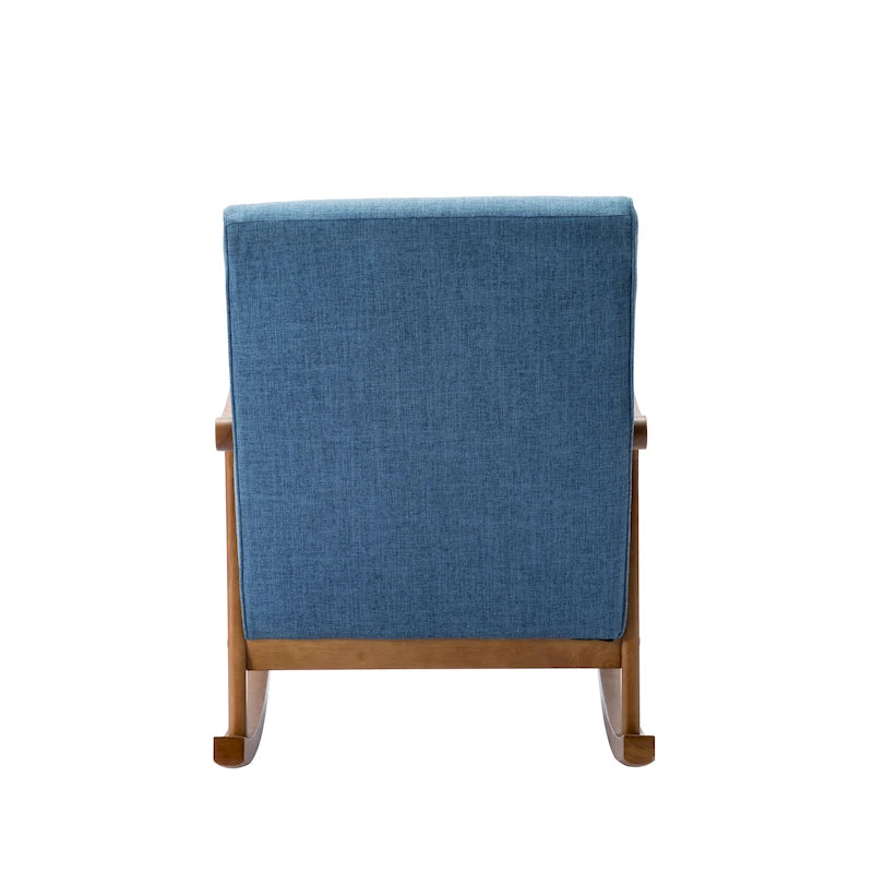 Modern Fabric Rocking Accent Chair with Sturdy Rubberwood Legs and Armrests