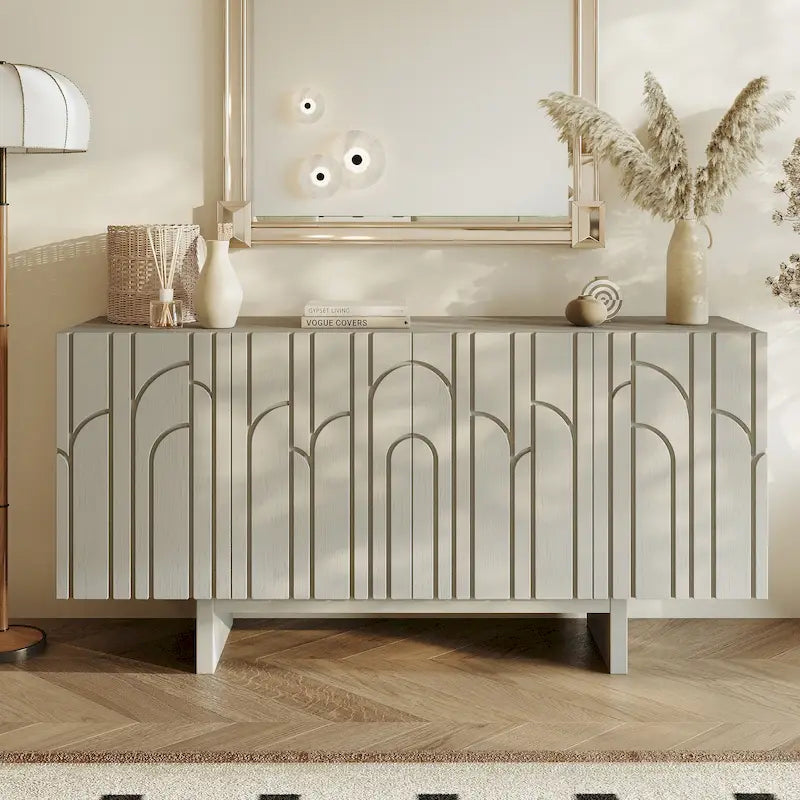 Buffet vaisselier moderne en bois avec rangement et 4 portes