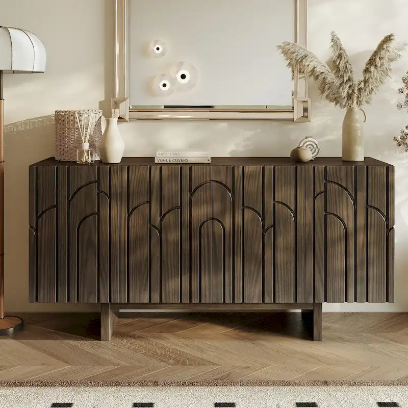 Aparador moderno de madera con almacenamiento y 4 puertas