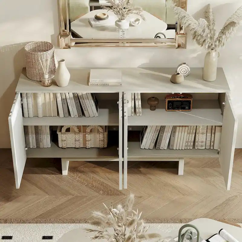 Buffet vaisselier moderne en bois avec rangement et 4 portes