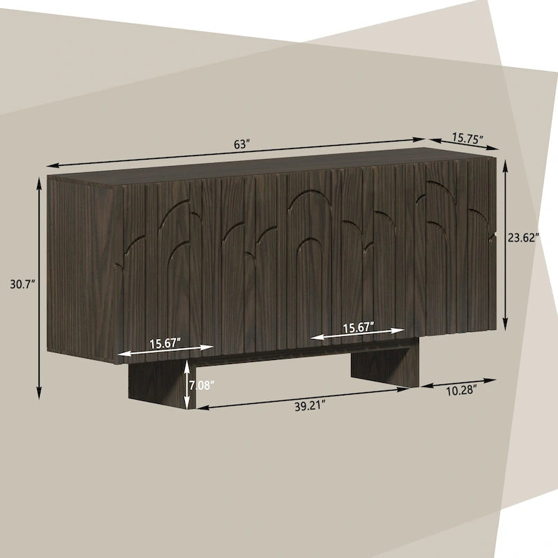 Buffet vaisselier moderne en bois avec rangement et 4 portes