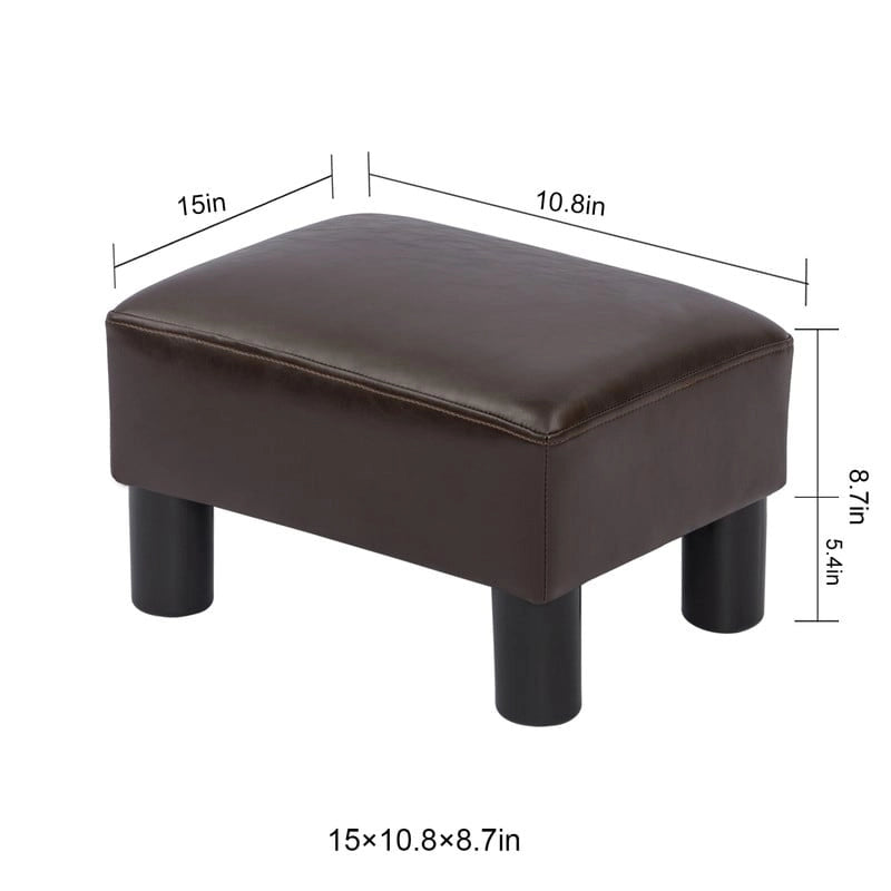 Kleiner rechteckiger Ottoman aus Kunstleder, Fußhocker mit Stauraum
