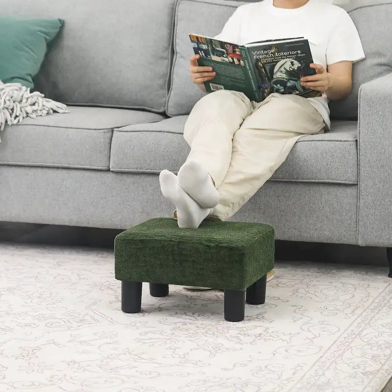 Kleiner rechteckiger Ottoman aus Kunstleder, Fußhocker mit Stauraum