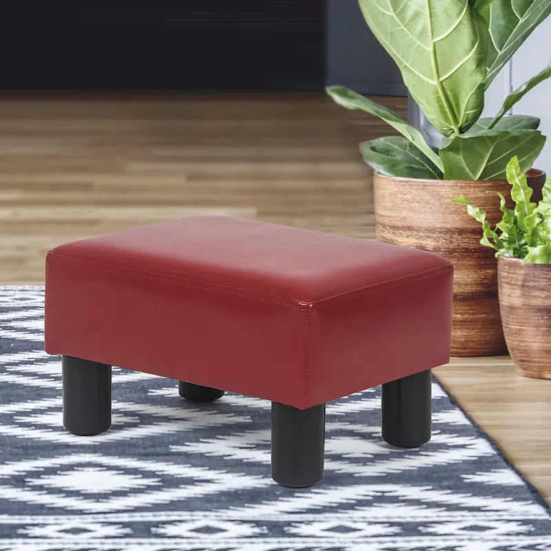 Kleiner rechteckiger Ottoman aus Kunstleder, Fußhocker mit Stauraum
