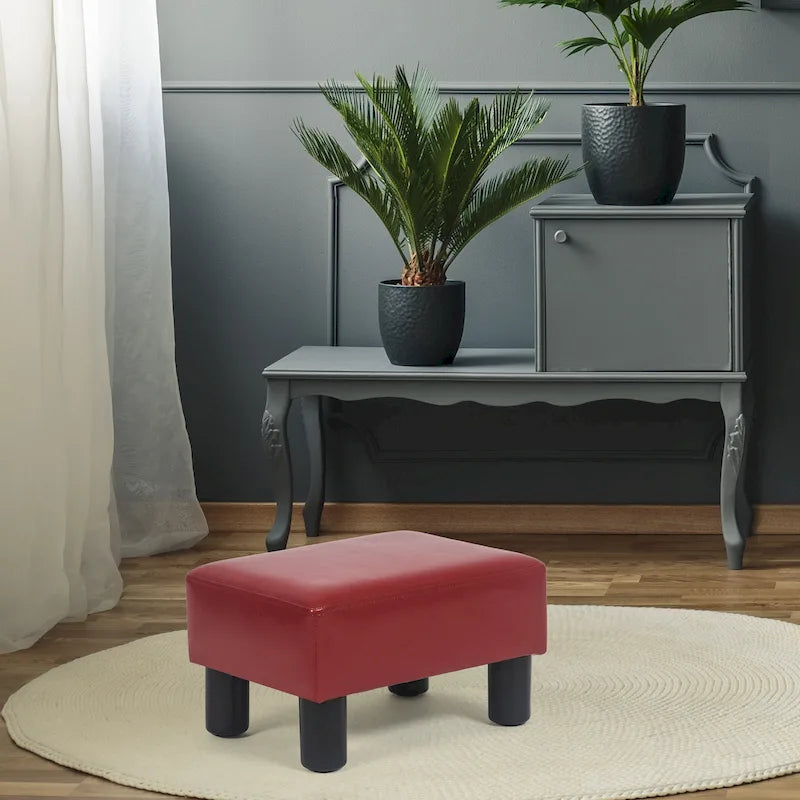Kleiner rechteckiger Ottoman aus Kunstleder, Fußhocker mit Stauraum