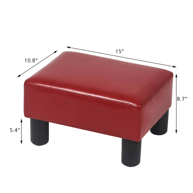 Kleiner rechteckiger Ottoman aus Kunstleder, Fußhocker mit Stauraum