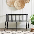 Spindle Back Dining Bench Farmhouse Style Saddle Seat Solid Wood