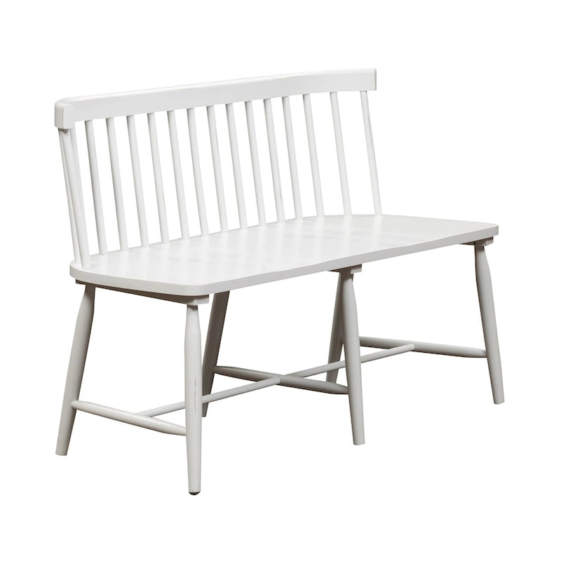 Spindle Back Dining Bench Farmhouse Style Saddle Seat Solid Wood