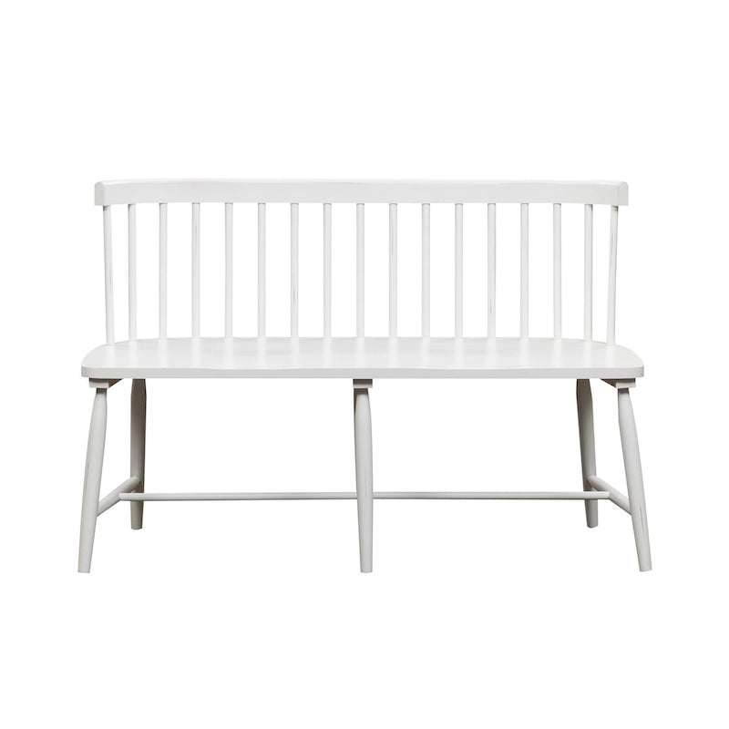 Spindle Back Dining Bench Farmhouse Style Saddle Seat Solid Wood