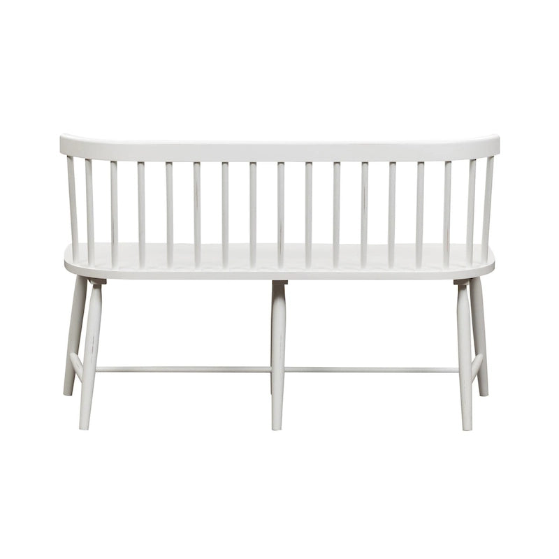 Spindle Back Dining Bench Farmhouse Style Saddle Seat Solid Wood