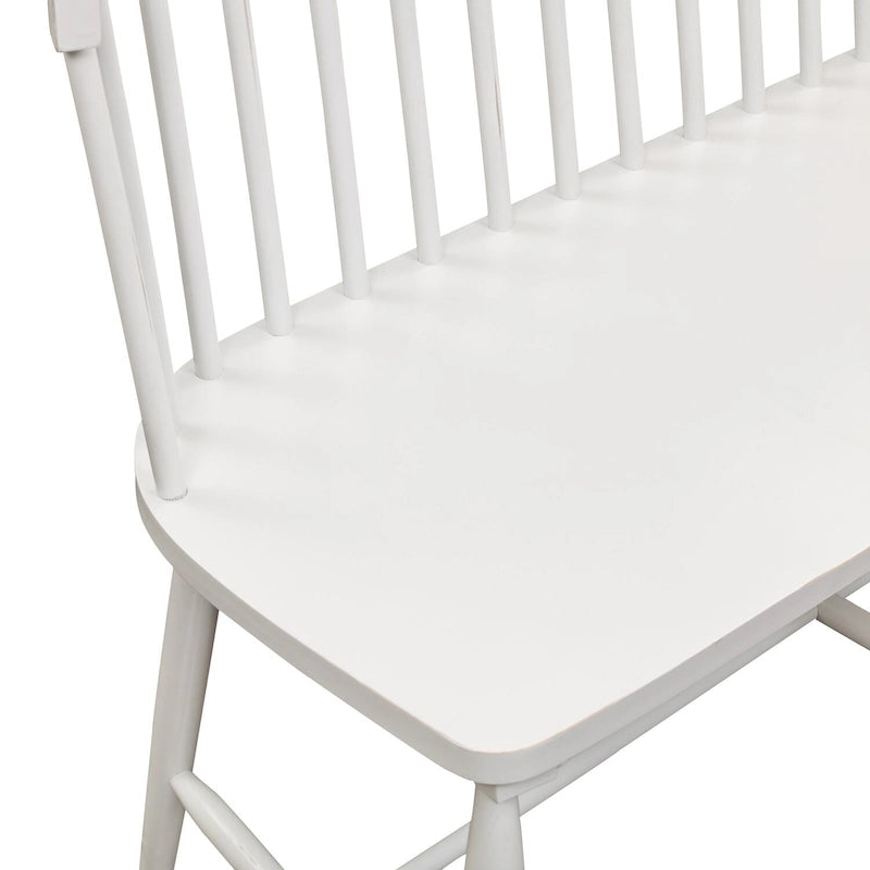 Spindle Back Dining Bench Farmhouse Style Saddle Seat Solid Wood
