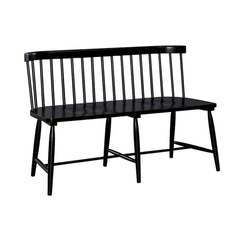 Spindle Back Dining Bench Farmhouse Style Saddle Seat Solid Wood