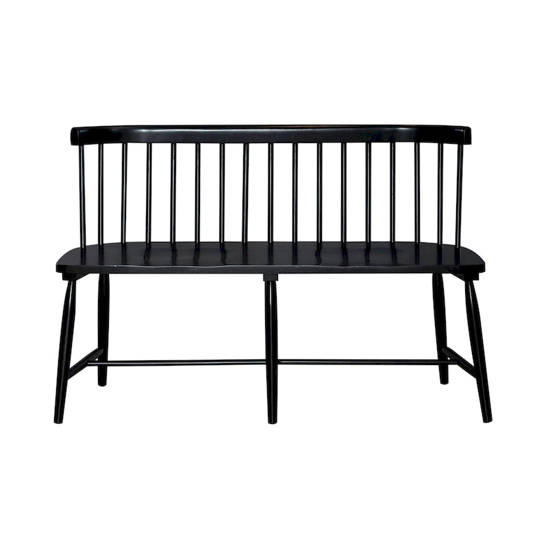 Spindle Back Dining Bench Farmhouse Style Saddle Seat Solid Wood