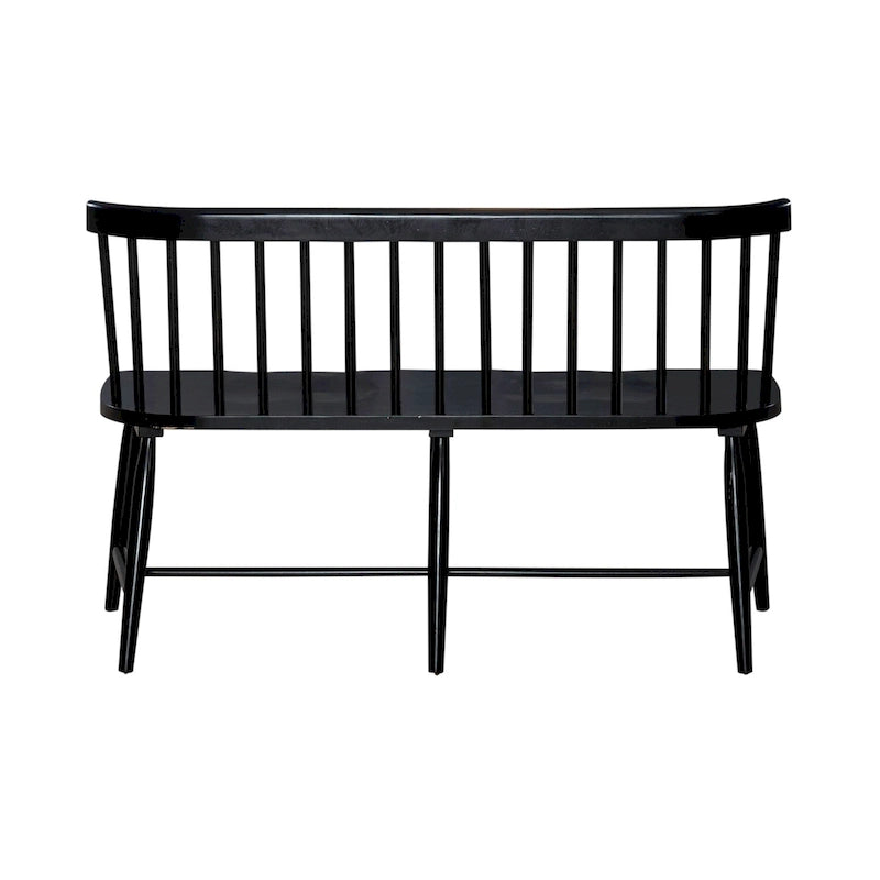 Spindle Back Dining Bench Farmhouse Style Saddle Seat Solid Wood