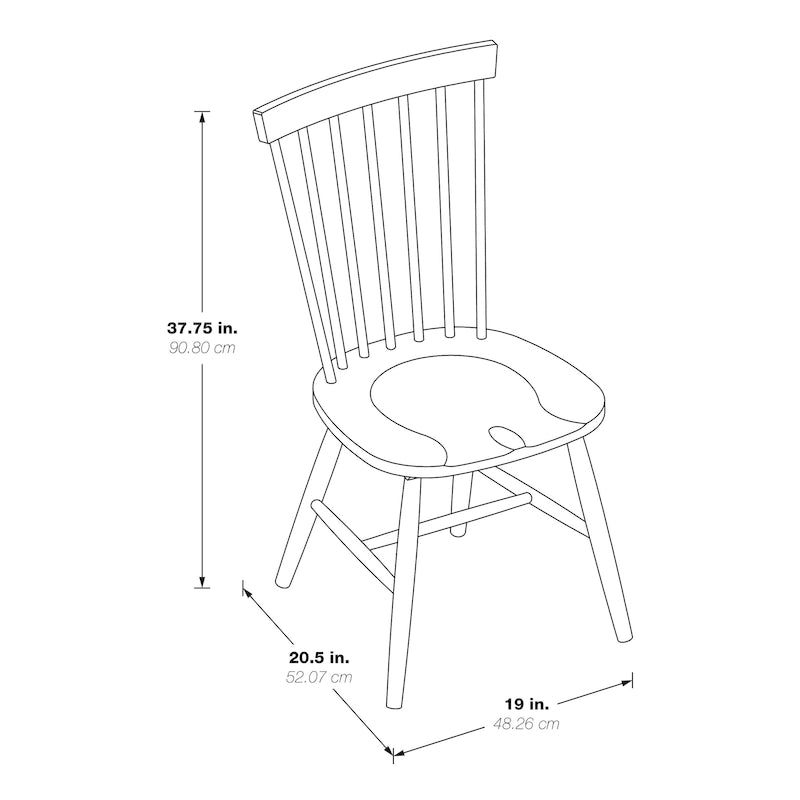 Sedie da pranzo in stile Windsor rustico, set di 2