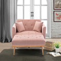Fauteuil d’appoint méridienne capitonné en velours avec pieds en métal or rose