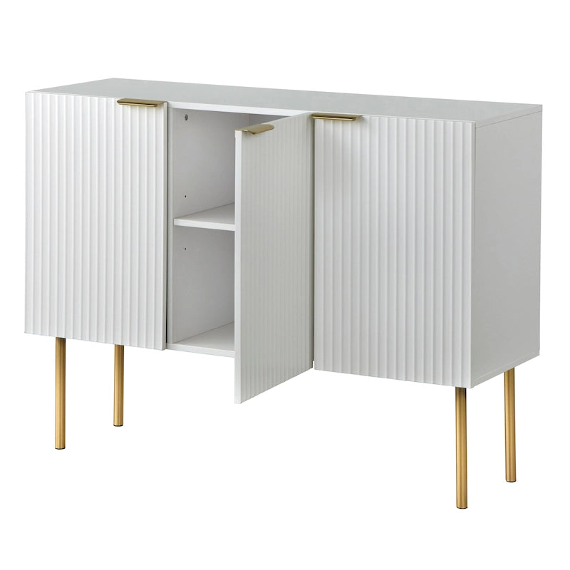 Serie di credenze/credenze da buffet con righe verticali e ripiani regolabili