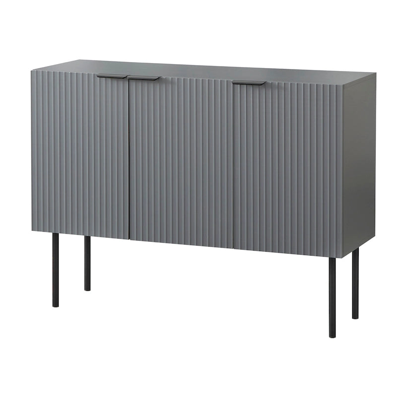 Serie di credenze/credenze da buffet con righe verticali e ripiani regolabili