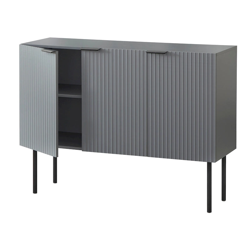 Serie di credenze/credenze da buffet con righe verticali e ripiani regolabili