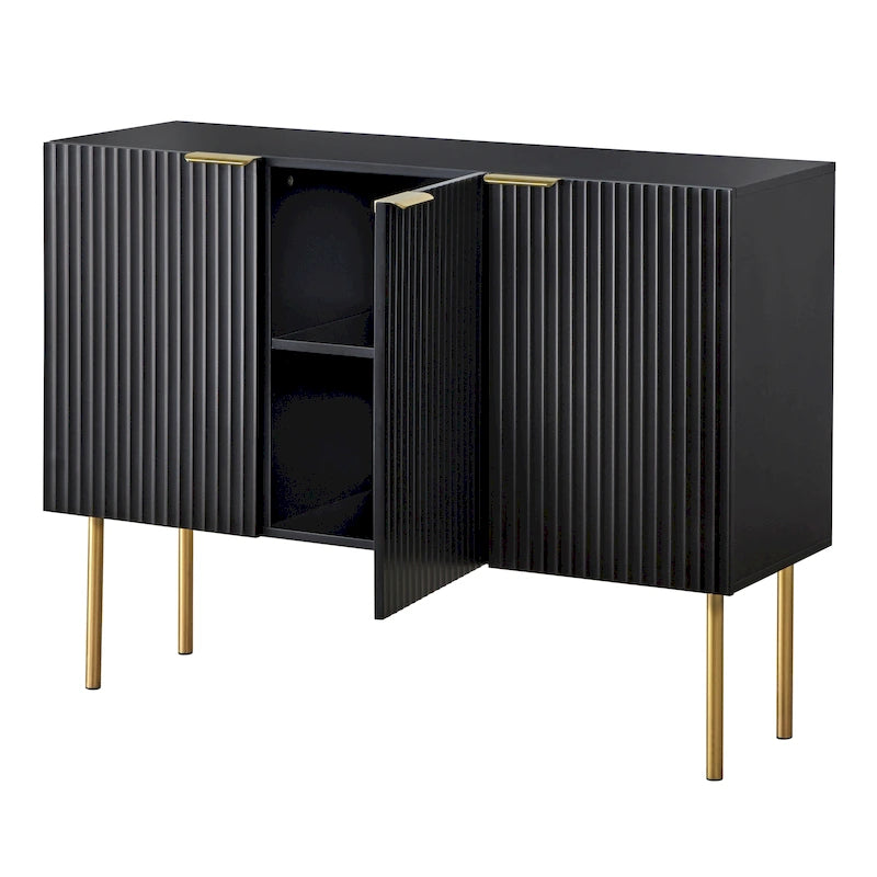 Serie di credenze/credenze da buffet con righe verticali e ripiani regolabili