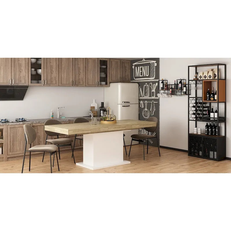 Table à manger en bois au grain rustique pour la maison et le bureau