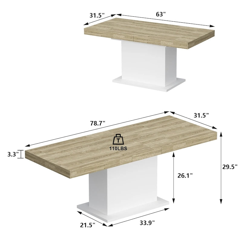 Table à manger en bois au grain rustique pour la maison et le bureau