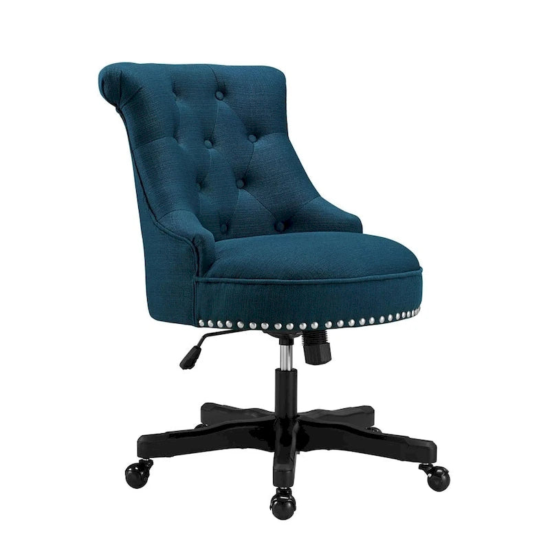 Adjustable Swivel High Back Task Chair with Tufted Fabric Upholstery
