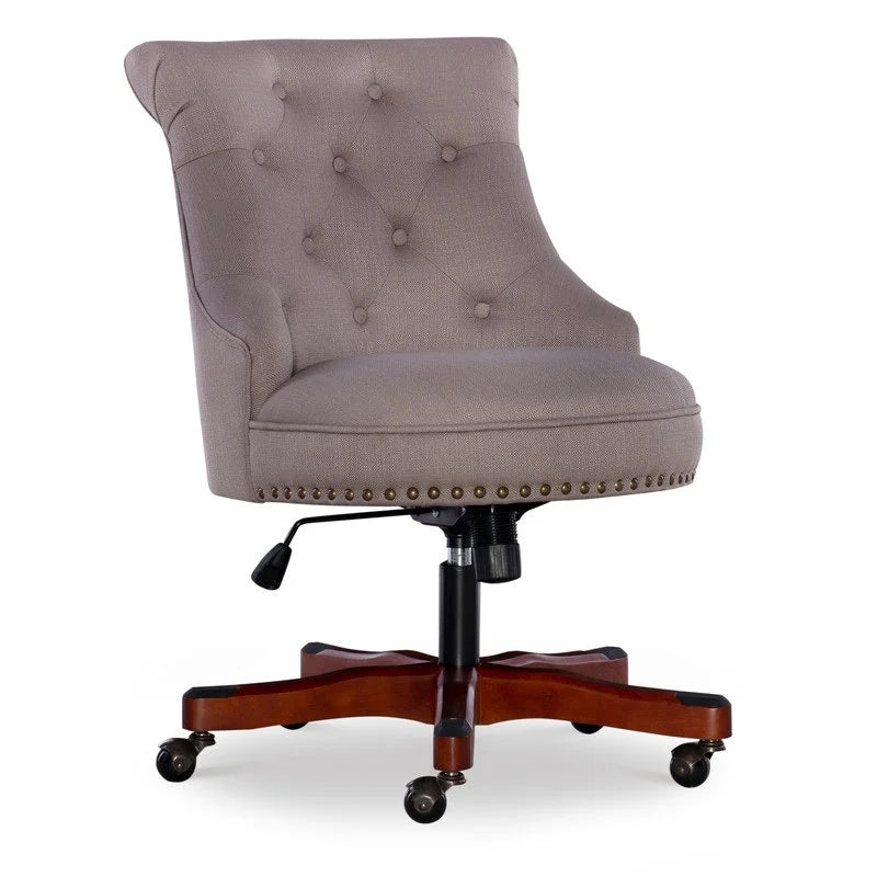 Adjustable Swivel High Back Task Chair with Tufted Fabric Upholstery