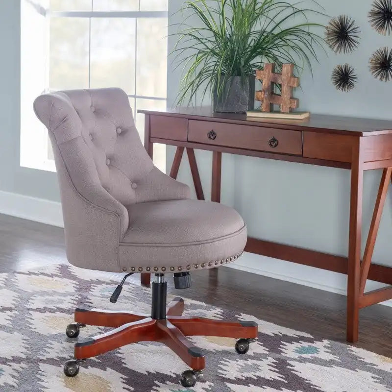 Adjustable Swivel High Back Task Chair with Tufted Fabric Upholstery