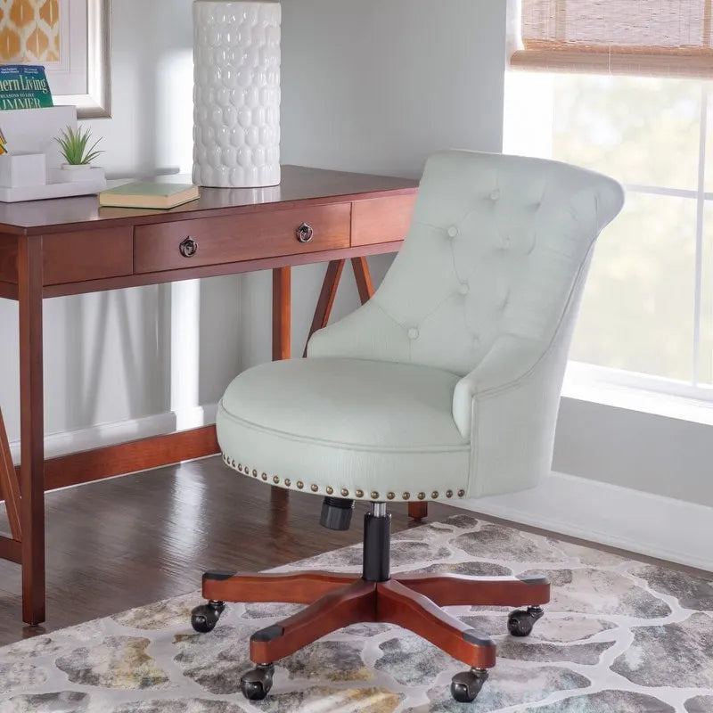 Adjustable Swivel High Back Task Chair with Tufted Fabric Upholstery
