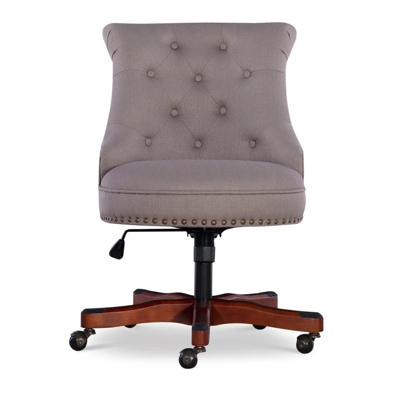 Adjustable Swivel High Back Task Chair with Tufted Fabric Upholstery