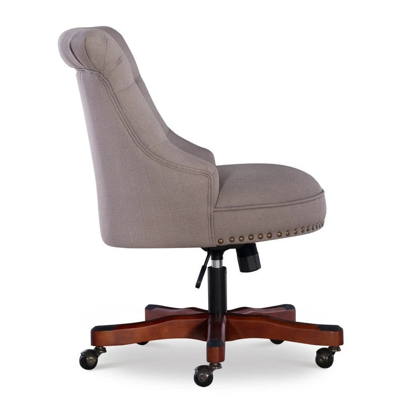 Adjustable Swivel High Back Task Chair with Tufted Fabric Upholstery