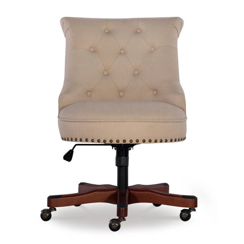 Adjustable Swivel High Back Task Chair with Tufted Fabric Upholstery
