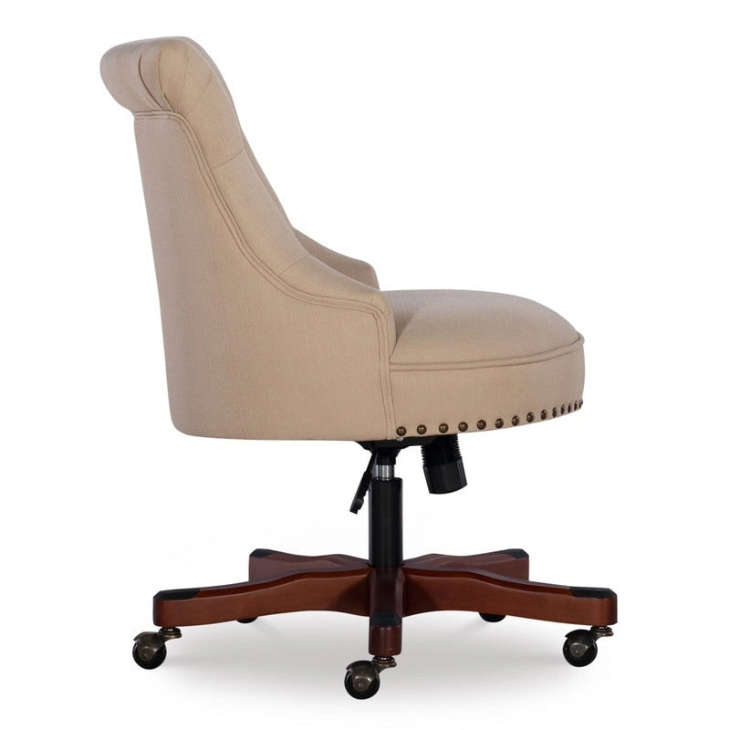 Adjustable Swivel High Back Task Chair with Tufted Fabric Upholstery
