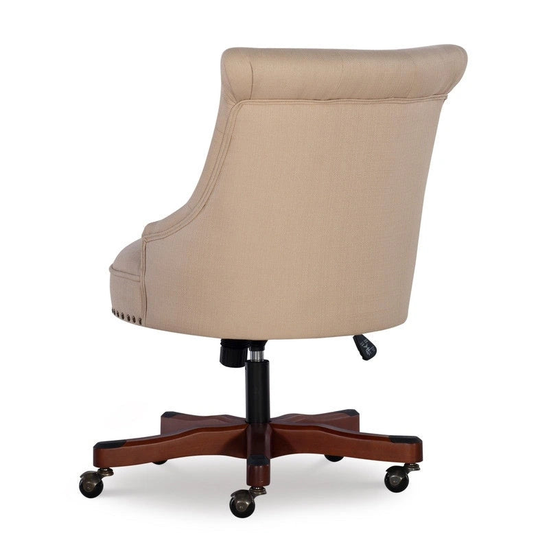 Adjustable Swivel High Back Task Chair with Tufted Fabric Upholstery