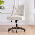 Silla de oficina giratoria tapizada en tela de lino, con ruedas y altura ajustable